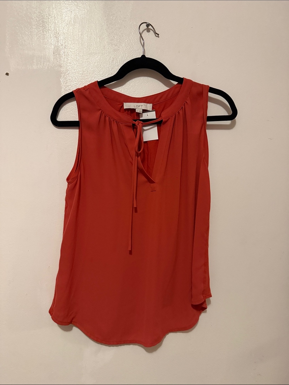 LOFT Sleeveless Tie-Neck Camisole in Red-Orange